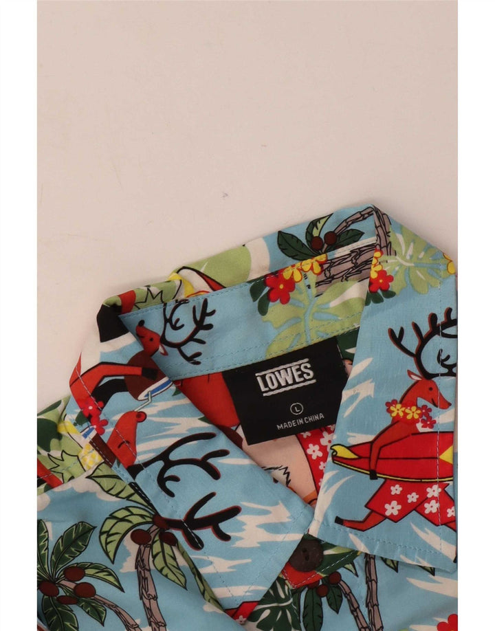 Lowes Herre Hawaii kortærmet skjorte Stor blå polyester