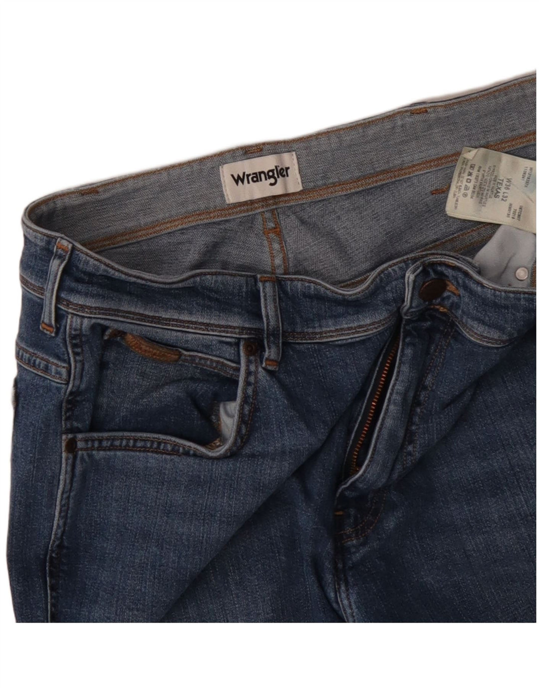 WRANGLER Herre Texas Straight Jeans W36 L32 Blå Bomuld