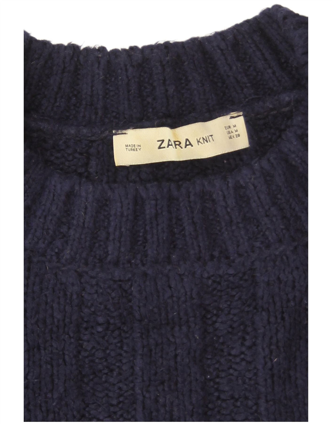 Zara Dame Oversized Crew Neck Jumper Sweater UK 14 Medium Navy Blue