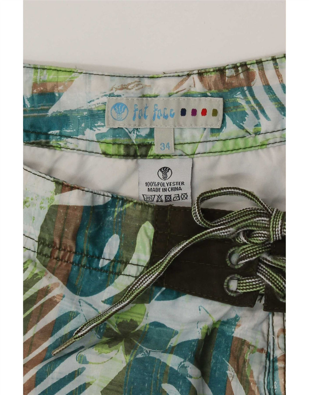 Fedt ansigt herre badeshorts store grønne blomster polyester