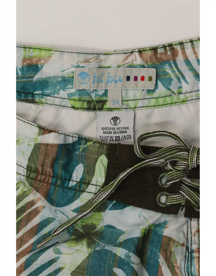 Fedt ansigt herre badeshorts store grønne blomster polyester
