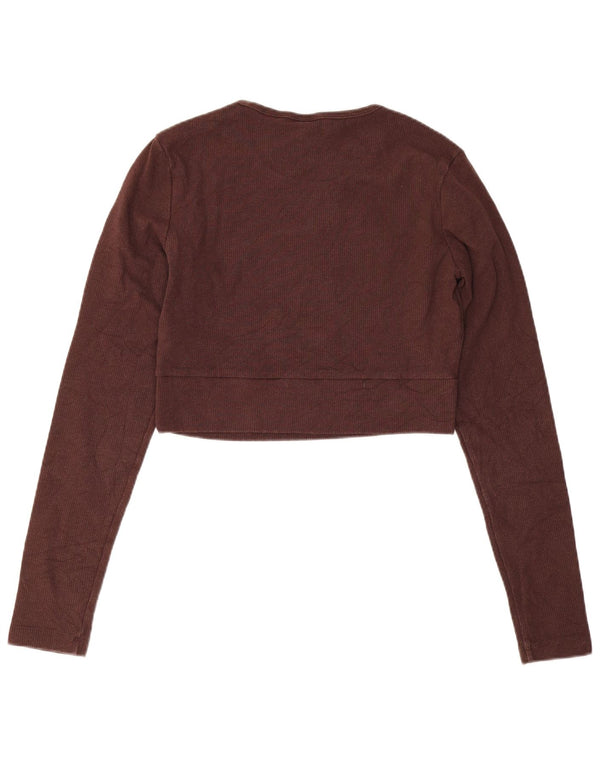 Adidas Womens Crop Sweatshirt Jumper UK 12/14 Medium Brun Bomuld