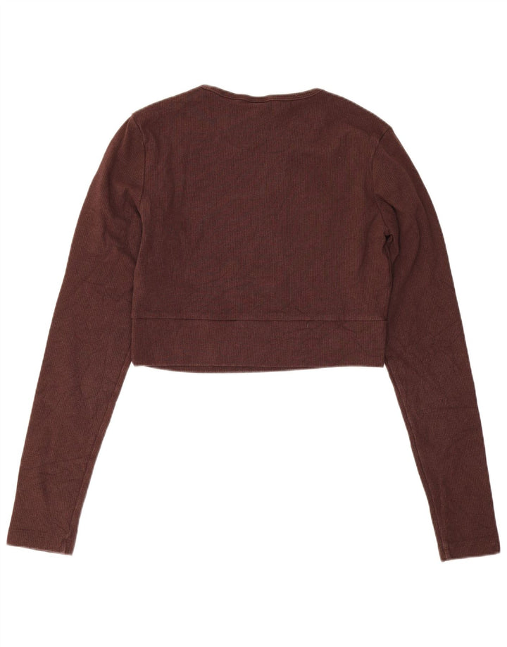 Adidas Womens Crop Sweatshirt Jumper UK 12/14 Medium Brun Bomuld