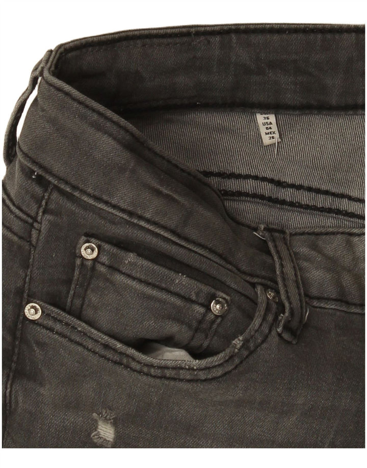 Zara Kvinders Mellem Høj Slidt Slim Jeans EU 36 XS W26 L29 Grå