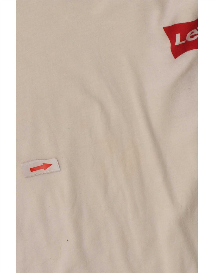Levi's Dame T-Shirt Top UK 16 Stor Hvid Bomuld