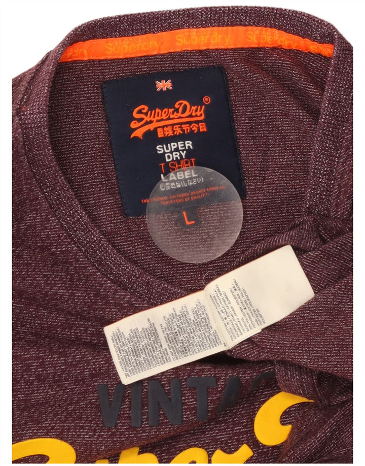SUPERDRY Herre grafisk T-shirt Top Stor Bourgogne nålestribet bomuld