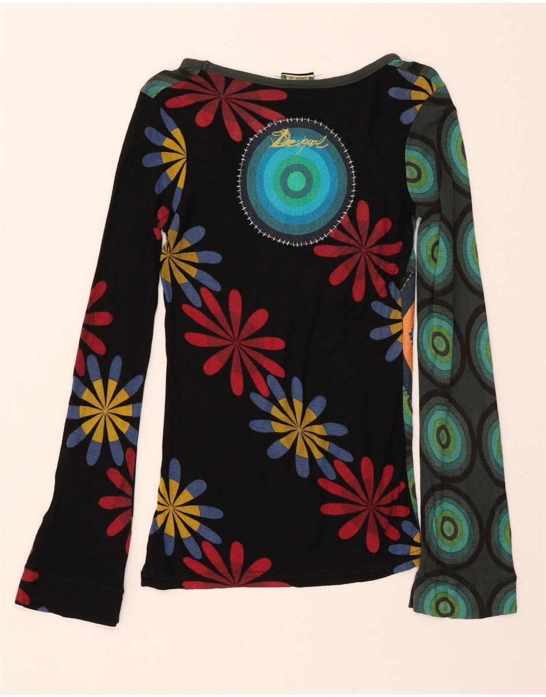Desigual Womens Grafisk Top Langærmet UK 8 Small Multicolored Viscose