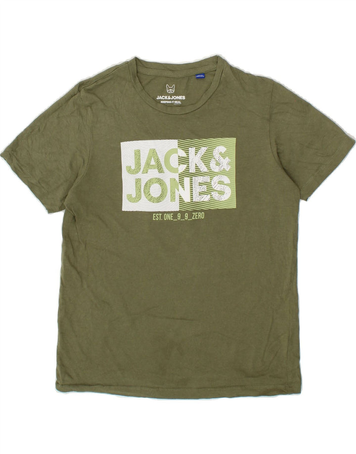 JACK & JONES Boys Graphic T-Shirt Top 11-12 Years Khaki Vintage Jack & Jones and Second-Hand Jack & Jones from Messina Hembry 