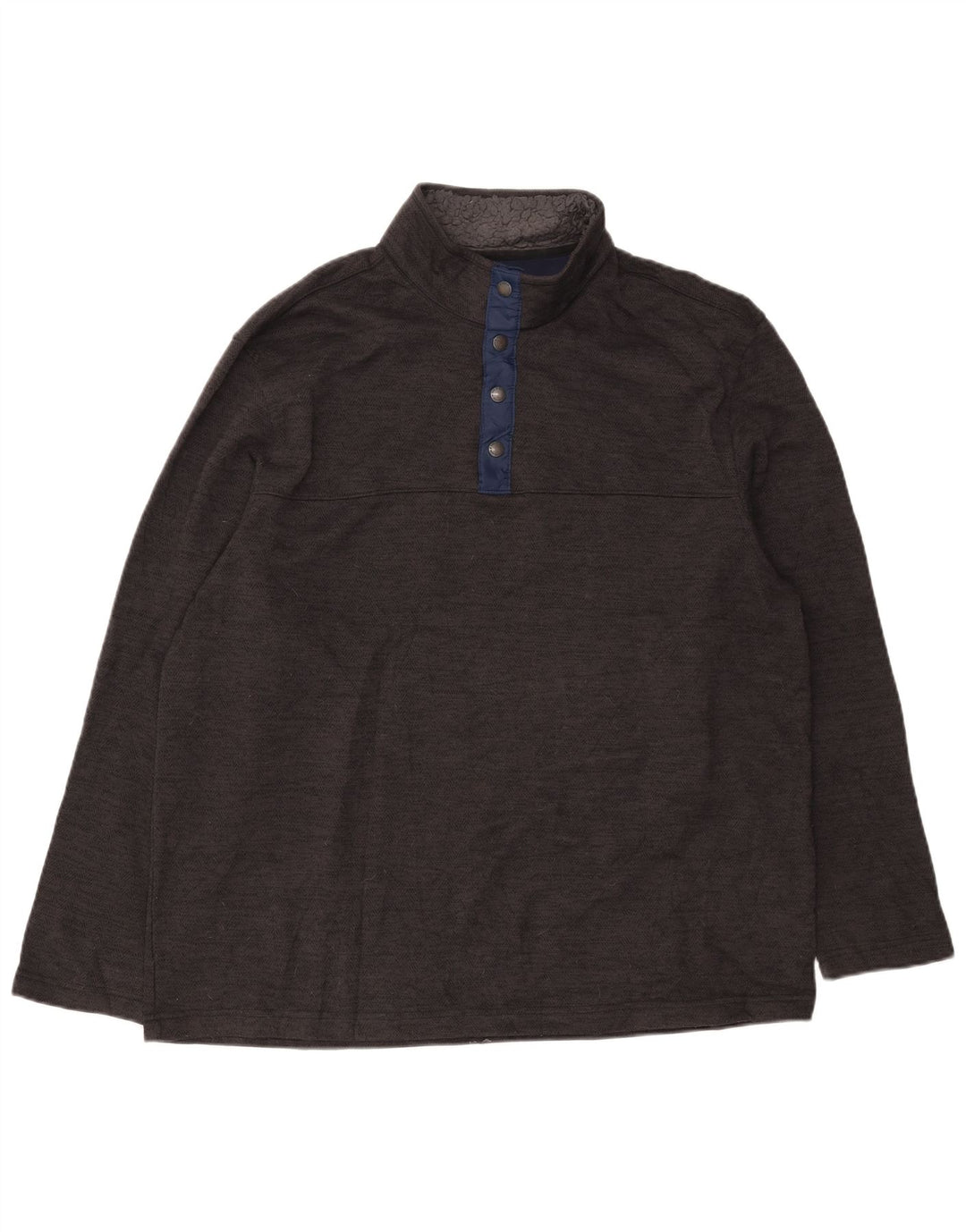 IZOD Herre Button Neck Sweatshirt Jumper XL Grå sildebenspolyester