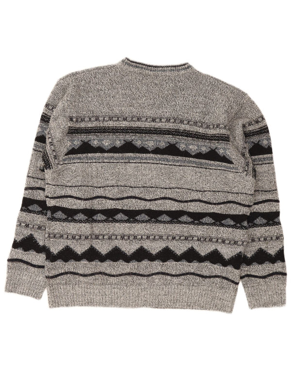 Carletti herre rund hals sweater 2XL grå geometrisk akryl