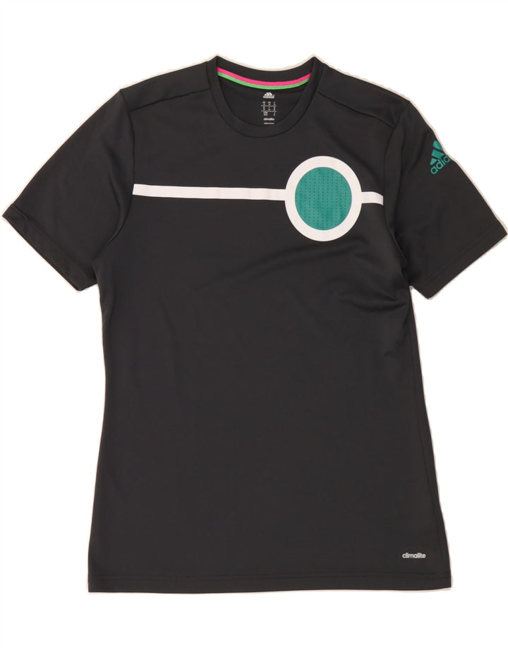 ADIDAS Mens Climalite Graphic T-Shirt Top Medium Black Polyester Vintage Adidas and Second-Hand Adidas from Messina Hembry 