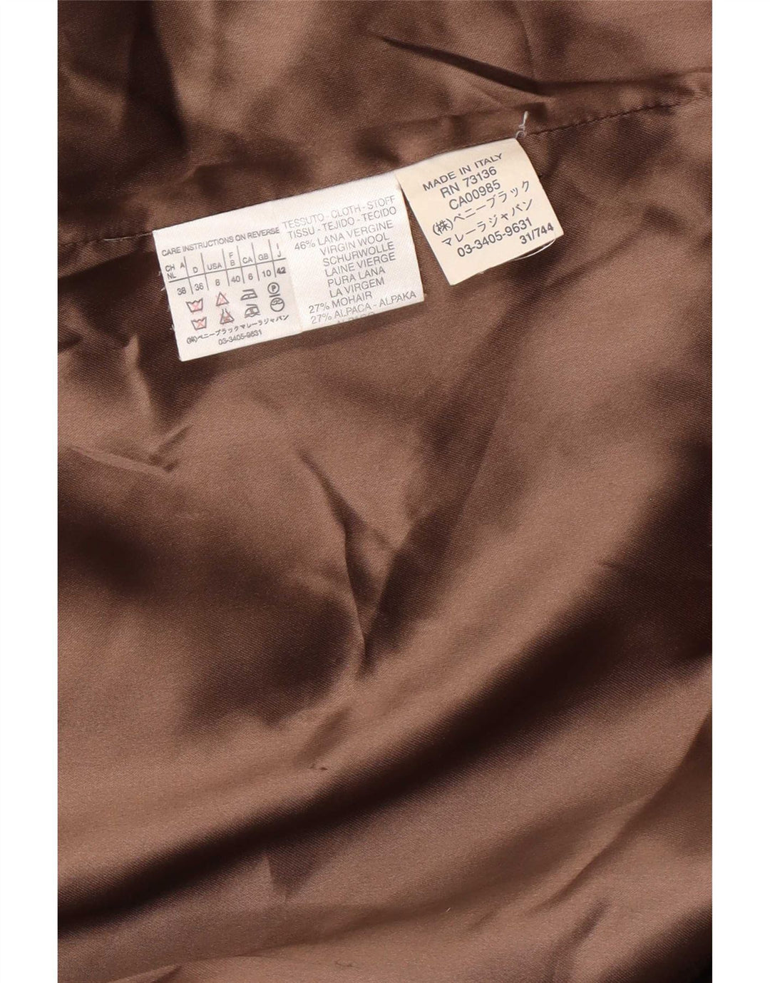 Marella Dame Oversized Overfrakke UK 10 Small Brown Virgin Wool