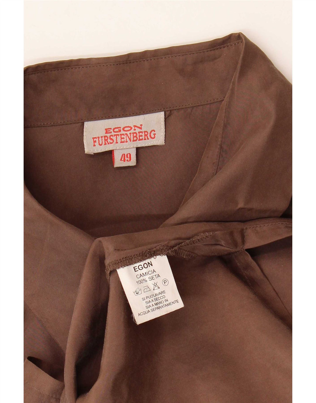 Egon Furstenberg Dameskjorte IT 49 XL Brun Silke