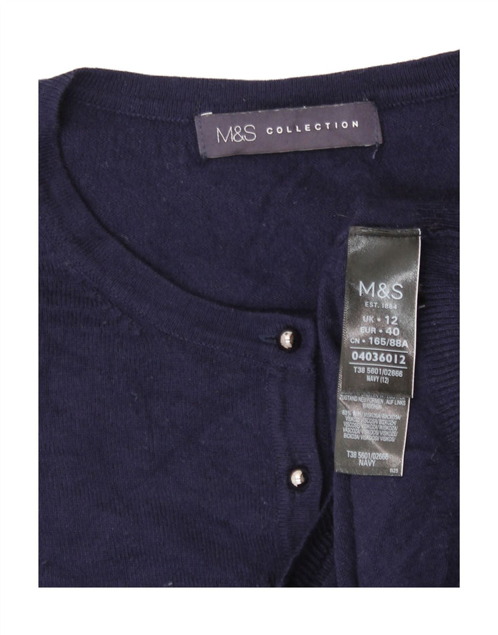 Marks & Spencer Dame Cardigan Sweater UK 12 Medium Navy Blue Viscose