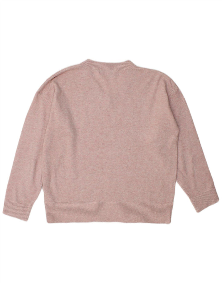 Marks & Spencer Dame Oversized V-hals sweater UK 14 Medium Pink