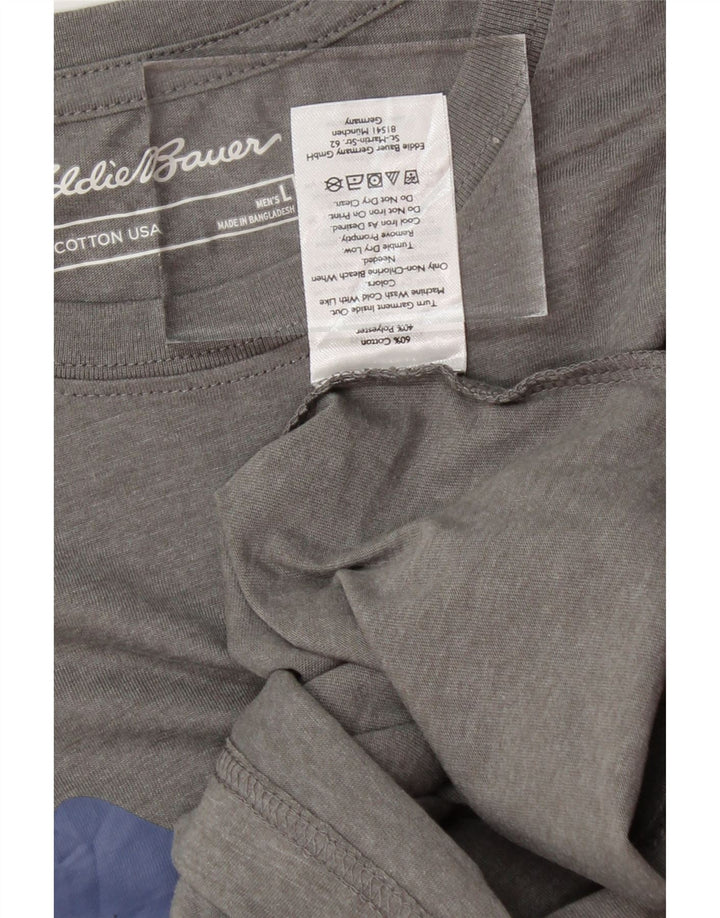 EDDIE BAUER Mens Graphic T-Shirt Top Large Grey Cotton Vintage Eddie Bauer and Second-Hand Eddie Bauer from Messina Hembry 