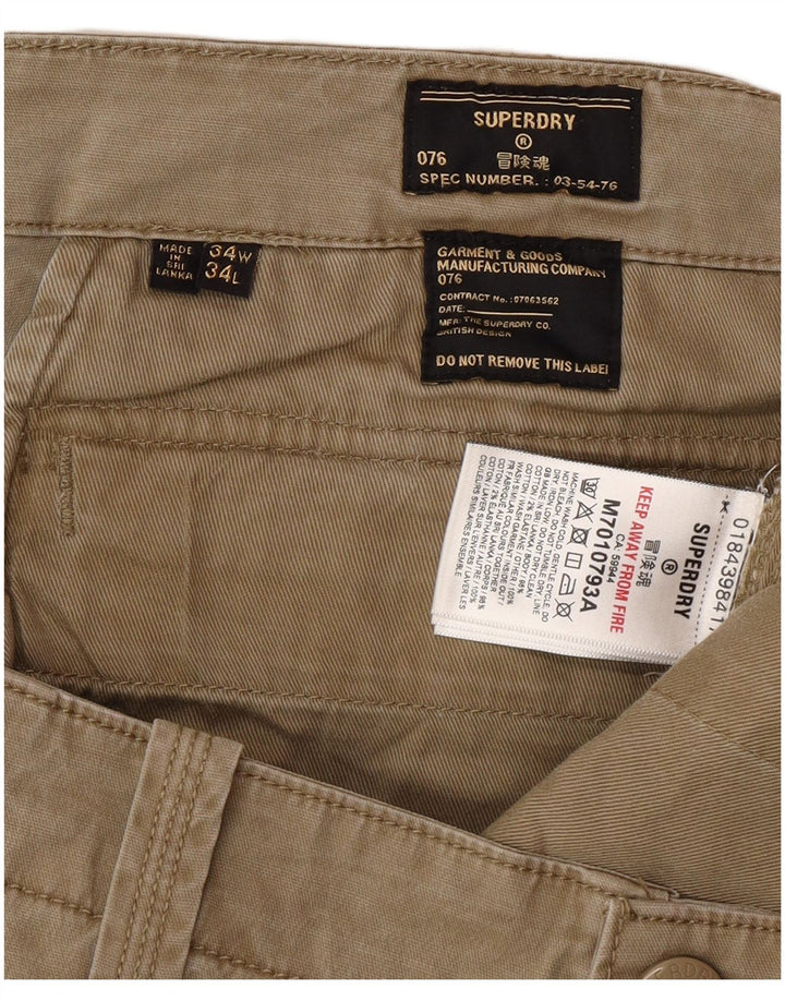 Superdry Slim Cargo Bukser til mænd W34 L34 Beige Bomuld
