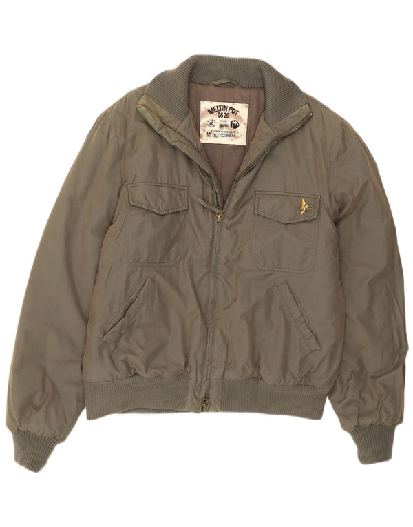 Meltin' Pot Herre Polstret Bomber Jacket UK 44 2XL Khaki Bomuld