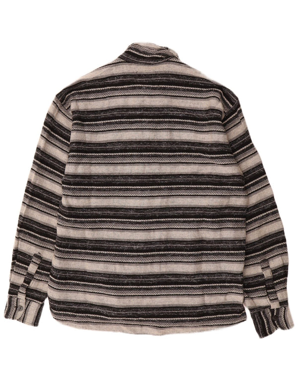 Vintage herre overshirt skjorte stor grå geometrisk viskose
