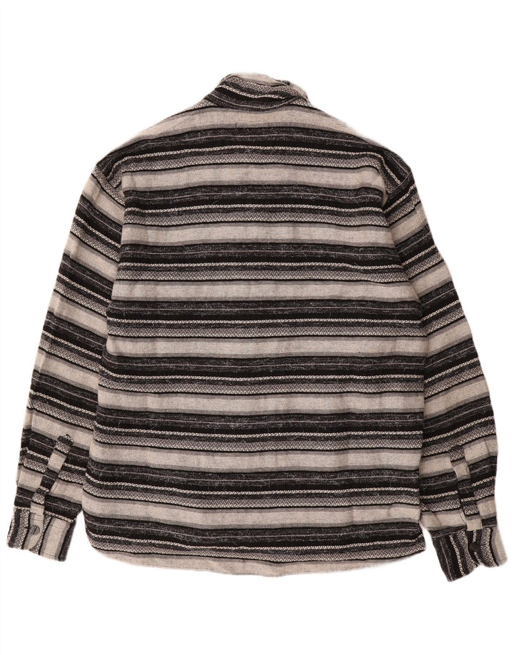 Vintage herre overshirt skjorte stor grå geometrisk viskose