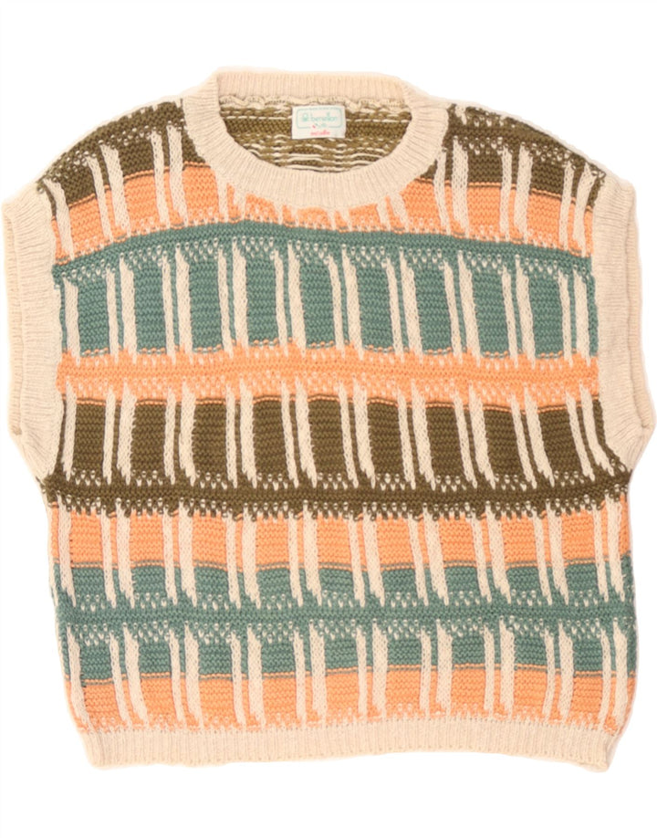 BENETTON Womens Boat Neck Jumper Sweater IT 46 Large Multicoloured Check Vintage Benetton and Second-Hand Benetton from Messina Hembry 