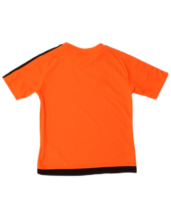ADIDAS Boys Climalite T-Shirt Top 9-10 år Orange Colourblock Polyester