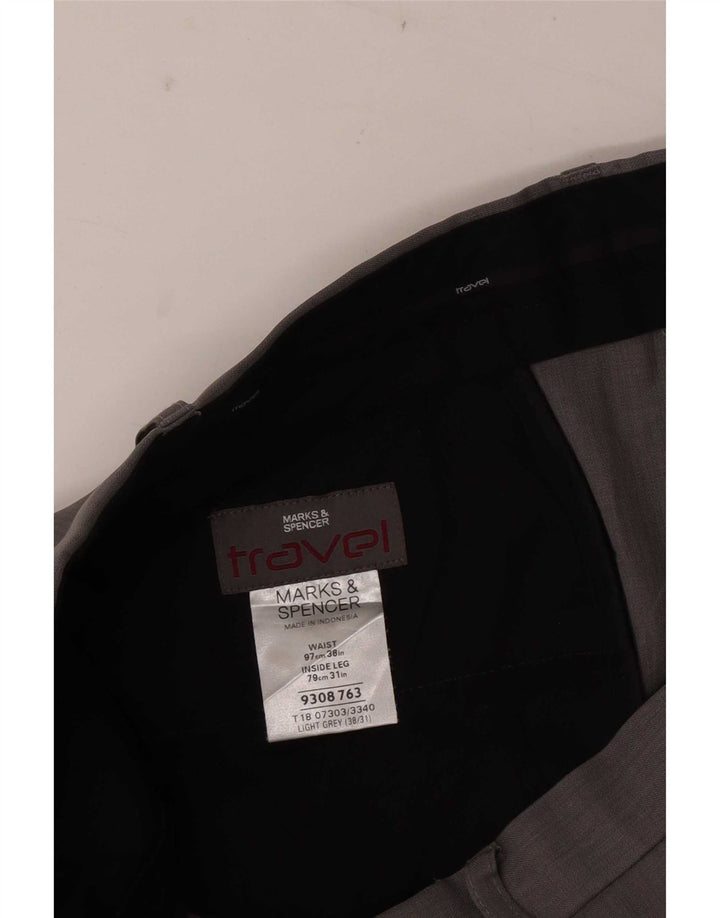 Marks & Spencer Straight Chino-bukser til mænd W38 L28 Grå polyester