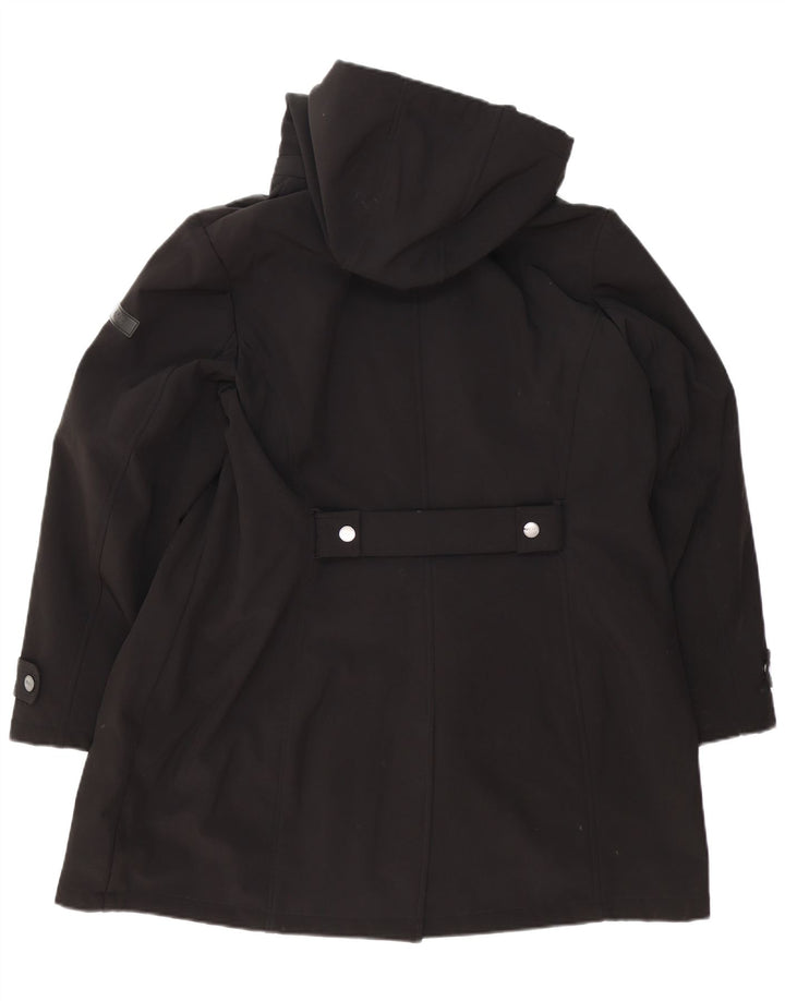 Dkny Dame Hooded Parka Jacket UK 18 XL Sort Polyester