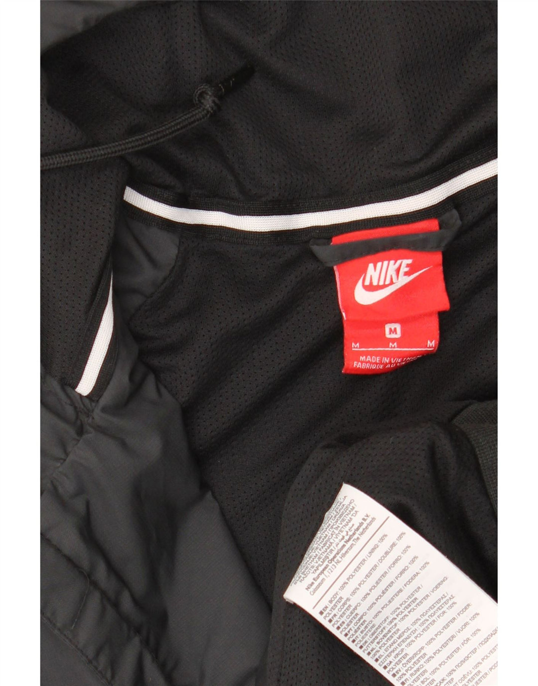 NIKE Windbreaker-jakke med hætte til mænd UK 38 Medium Sort Polyester