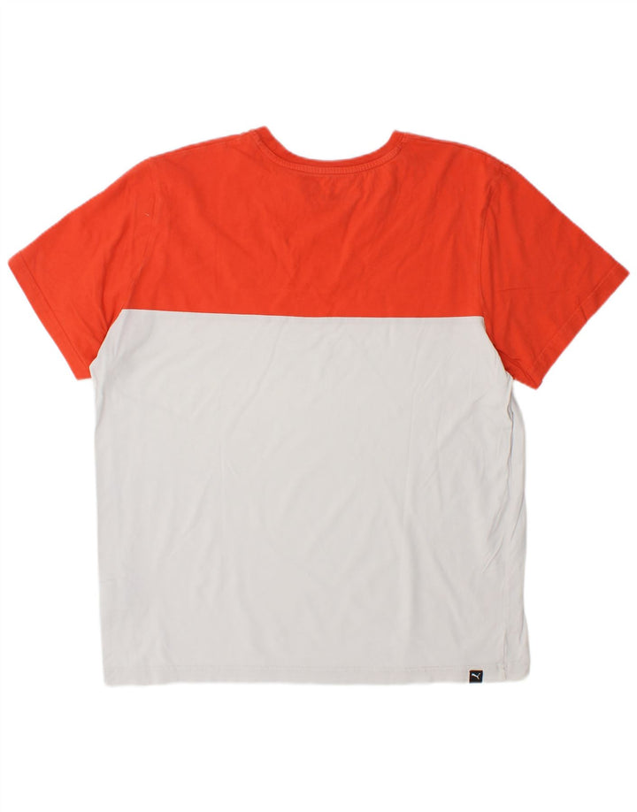 PUMA Herre T-Shirt Top Medium Hvid Colourblock Bomuld