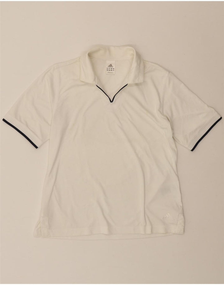 ADIDAS Womens Polo Shirt UK 12 Medium  White Polyester Vintage Adidas and Second-Hand Adidas from Messina Hembry 