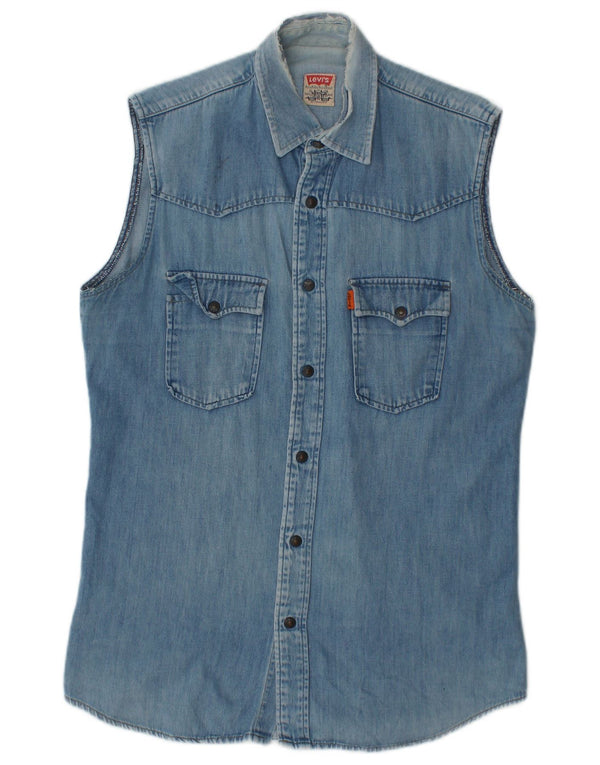 Levi's Mens Sleeveless Denim Shirt Small Blue