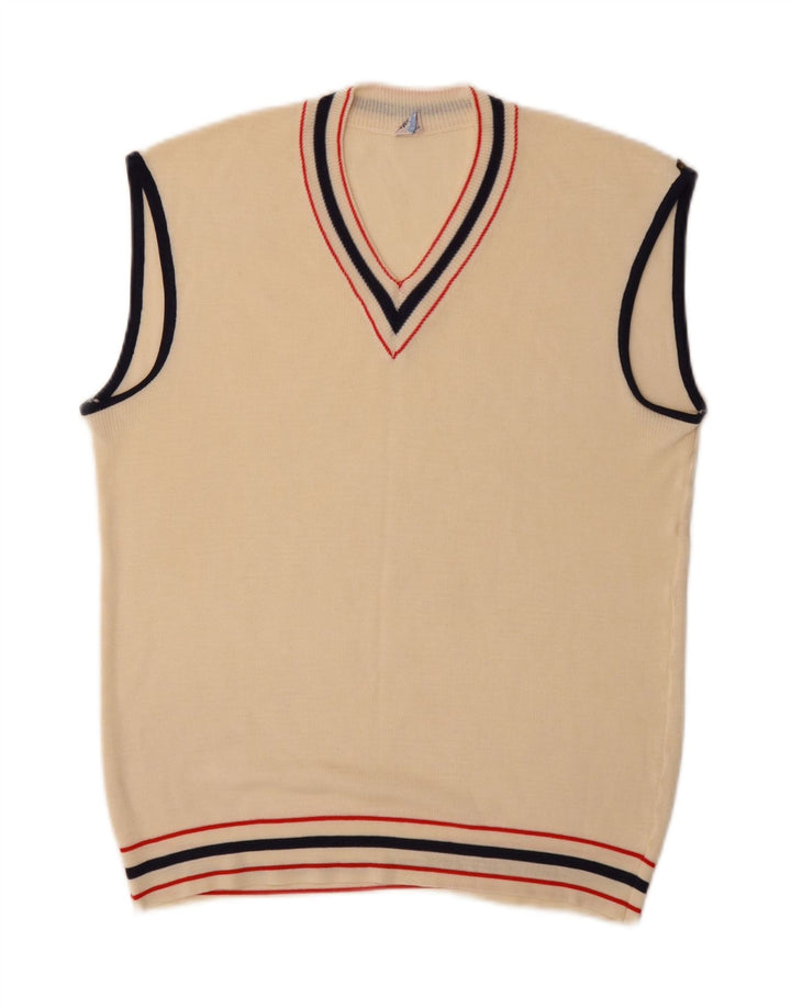 Vintage herrevest tanktop lille beige akryl