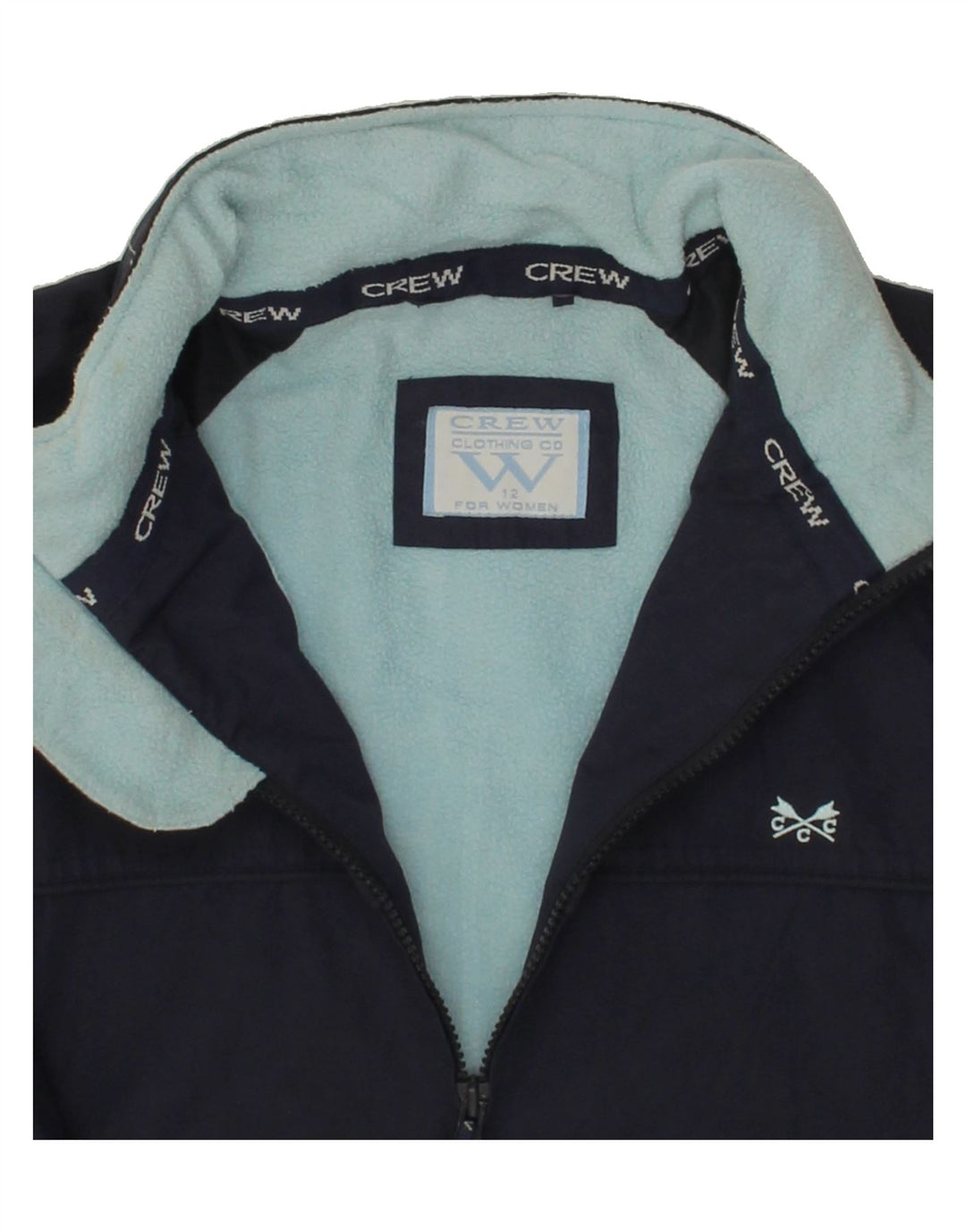 CREW CLOTHING Womens Windbreaker Jacket UK 12 Medium  Navy Blue Nylon Vintage Crew Clothing and Second-Hand Crew Clothing from Messina Hembry 