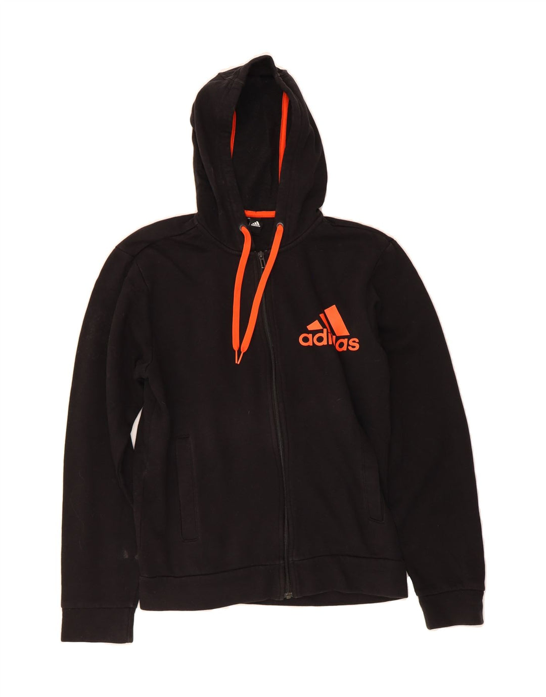ADIDAS Womens Graphic Zip Hoodie Sweater UK 12 Medium Black Vintage Adidas and Second-Hand Adidas from Messina Hembry 