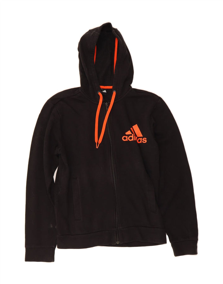 ADIDAS Womens Graphic Zip Hoodie Sweater UK 12 Medium Black Vintage Adidas and Second-Hand Adidas from Messina Hembry 