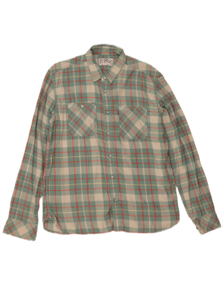 Levi's herre flannelskjorte stor grøn ternet bomuld
