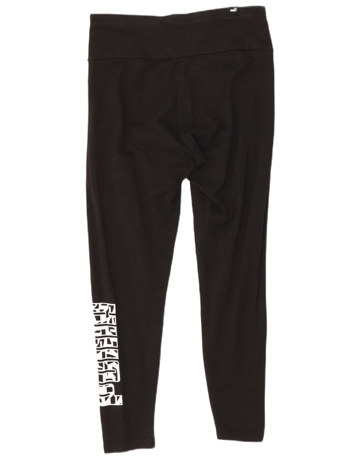 Puma Womens Grafisk Crop Leggings UK 12 Medium Black Bomuld