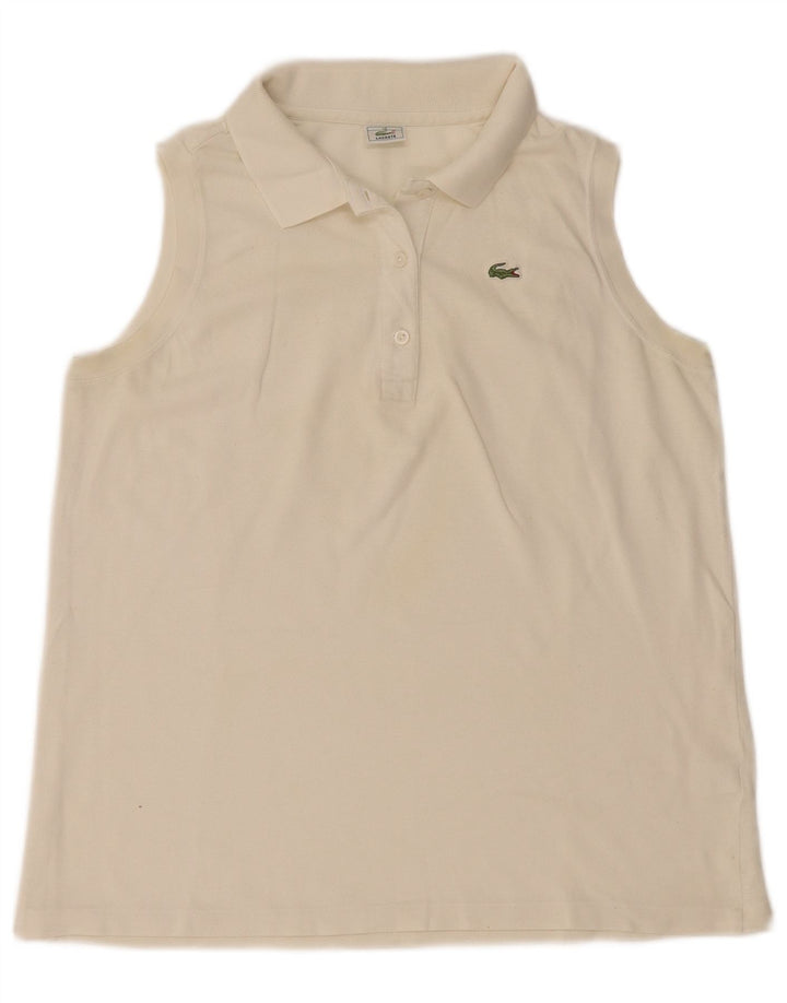Lacoste ærmeløs poloshirt til kvinder størrelse 46 XL Hvid