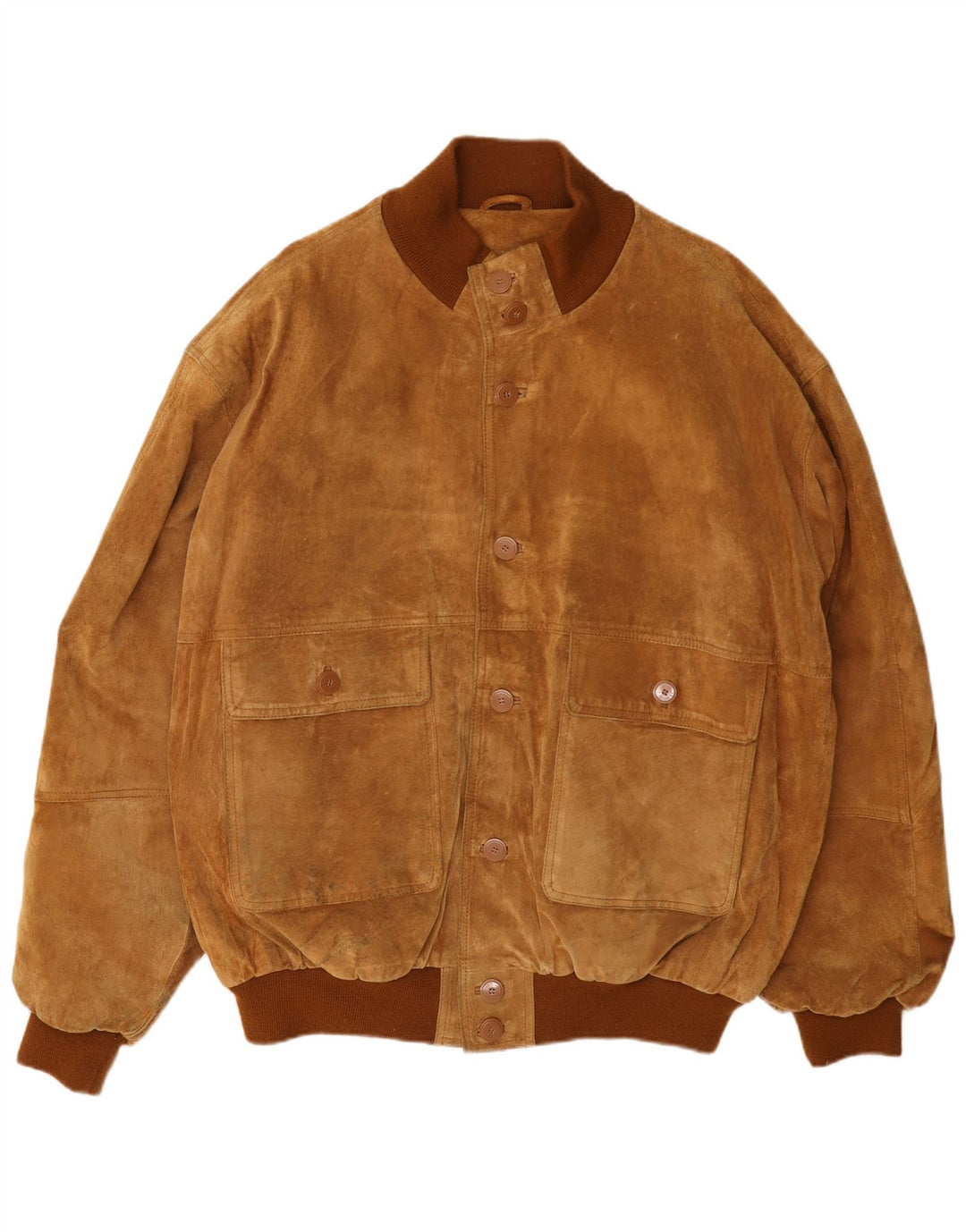 John Monroe Herre Ruskind Bomber Jacket UK 40 Stor Brun Læder