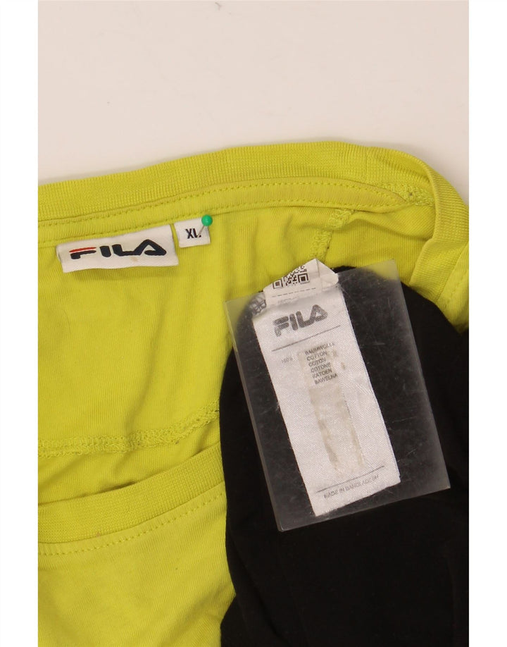 FILA Herre grafisk T-shirt Top XL Sort Colourblock Bomuld