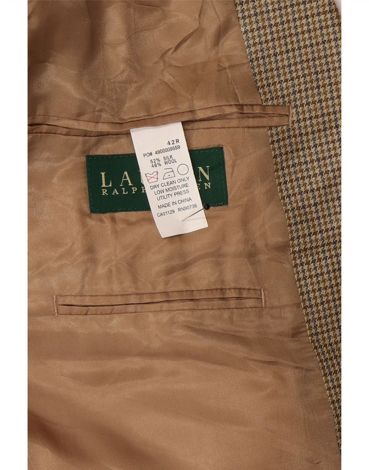 Ralph Lauren Herre 2-knaps blazerjakke UK 42 Stor Beige Houndstooth Silke