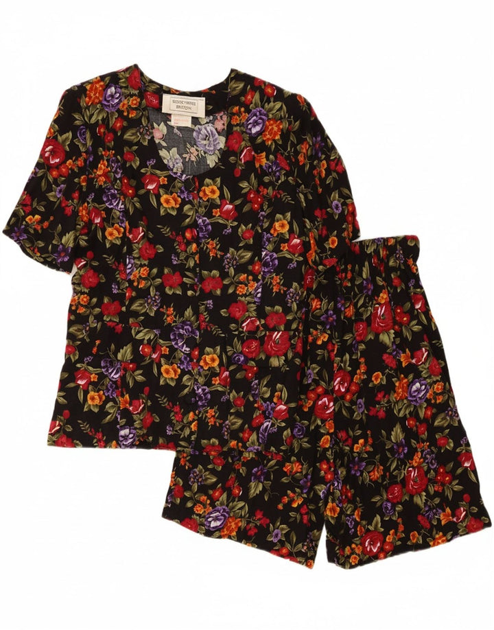 BEECHERS BROOK Womens 2 Piece Set UK 12 Medium W28 Black Floral Rayon