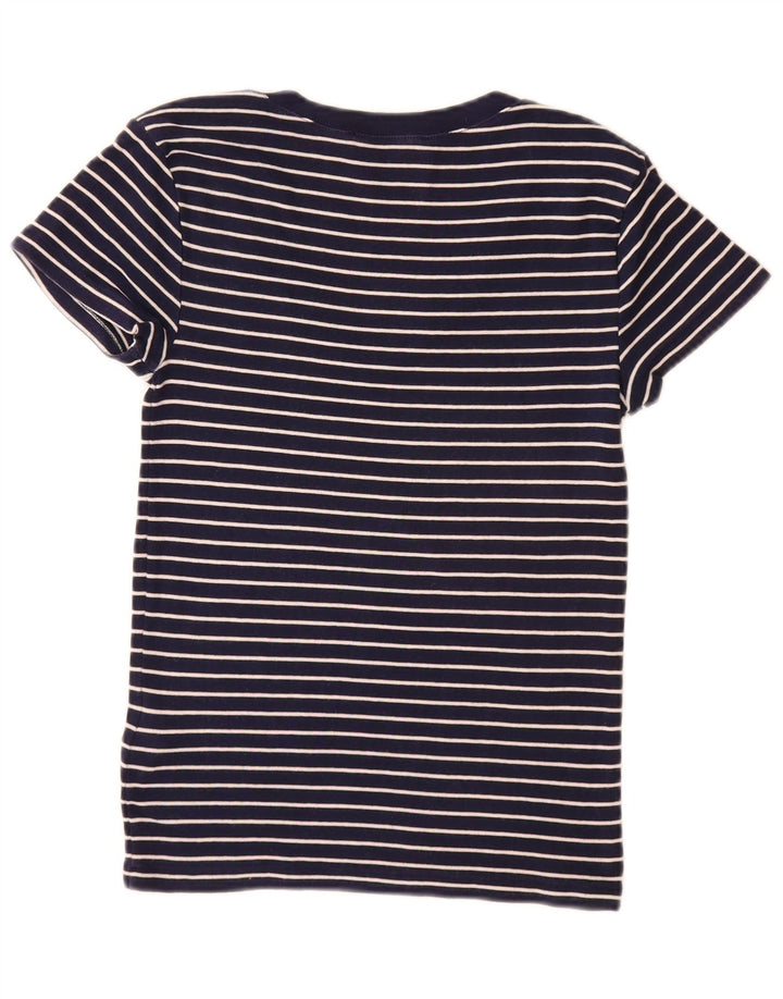 Ralph Lauren Dame T-Shirt Top UK 12 Mellem marineblå stribet bomuld