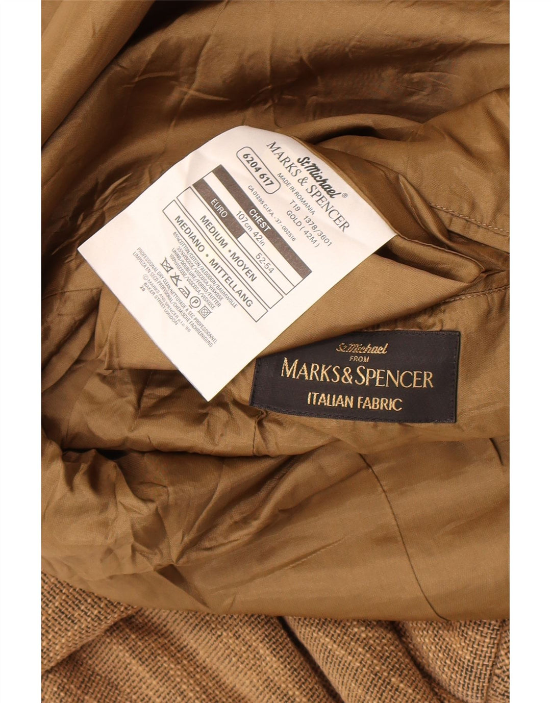 Marks & Spencer Herre 3-knaps blazerjakke UK 38 Medium Brown Flecked