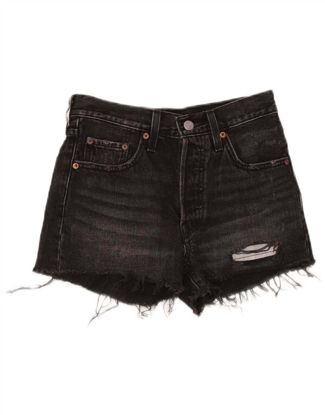 Levi's Womens 501 Distressed Denim Shorts W24 XS Sort bomuld