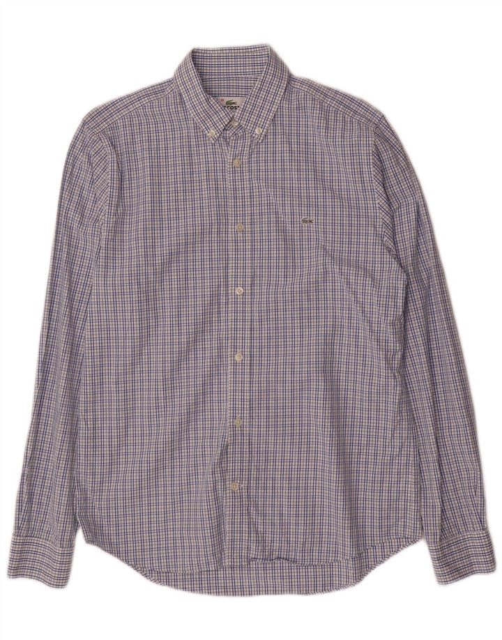Lacoste Herre Regular Fit skjorte str. 39 Medium Blue Ternet Bomuld
