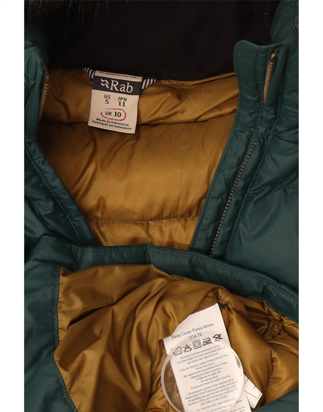 Rab Polstret frakke med hætte til kvinder UK 10 Lille grøn polyamid