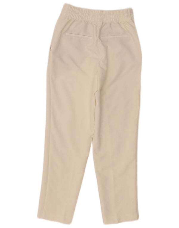 Zara kvinders højtaljede koniske chinobukser XS W24 L27 Hvid polyester