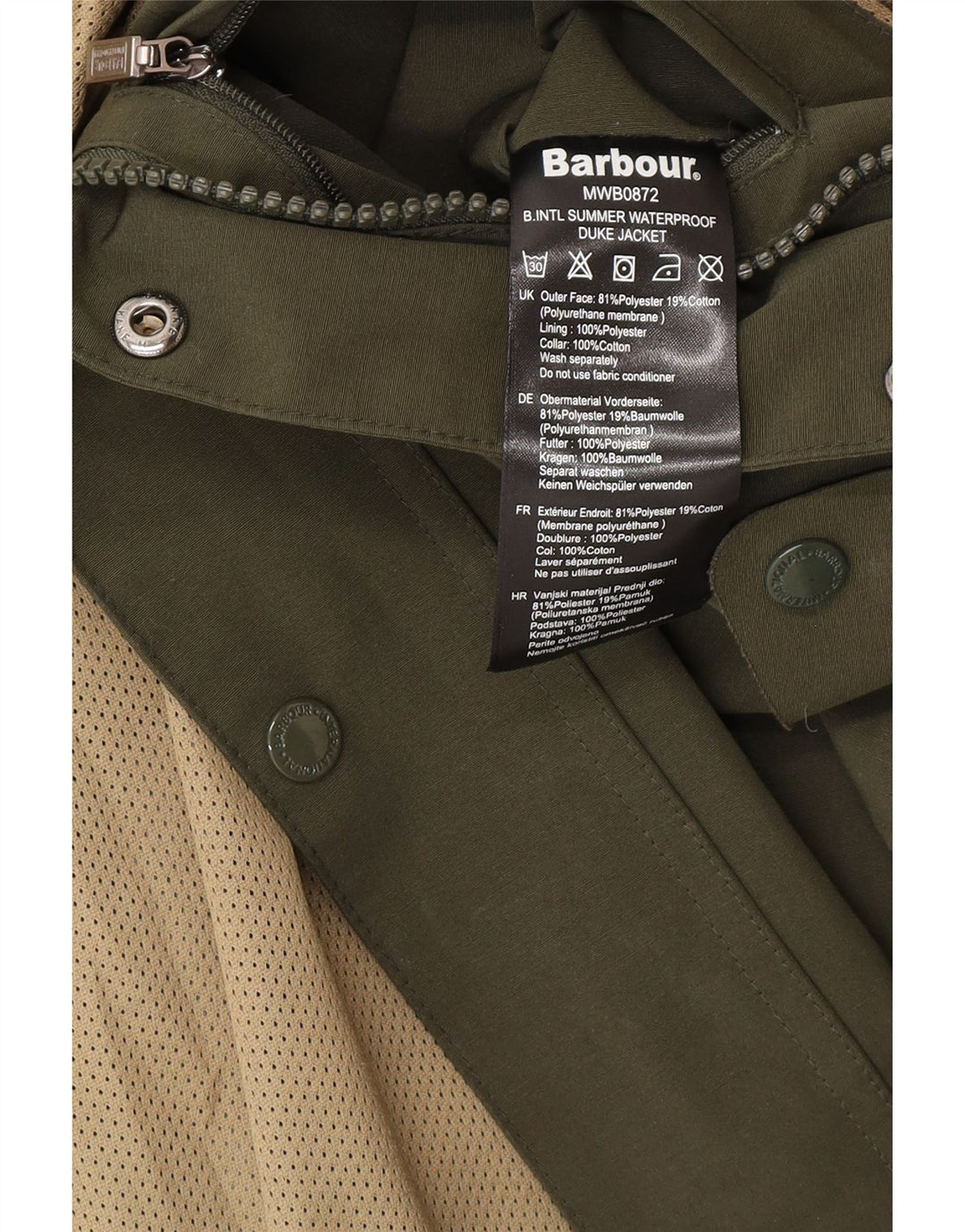 Barbour Herre Utility Jacket UK 38 Medium Khaki Polyester